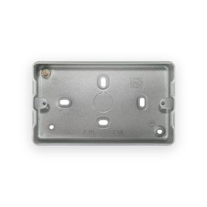 MK Electric MK K8892ALM 2 Gang 38mm Surface Metal clad Box for 3 or 4 Grid Modules 8 x 20mm Knockouts