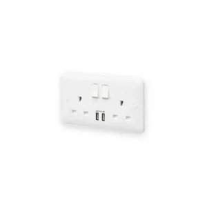 White MB24344WHI double switched socket outlet with two USB ports