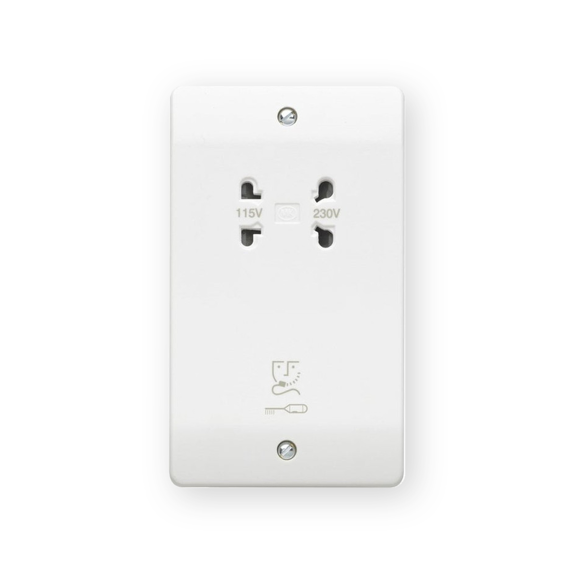 mk-k701-dual-voltage-shaver-supply MK K701WHI white dual-voltage 115V and 230V shaver supply unit