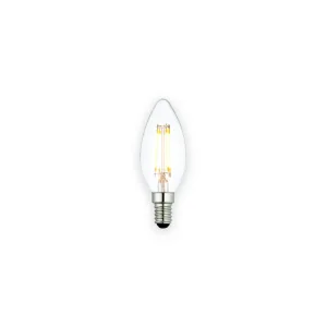 Clear candle filament LED lamp with small screw base