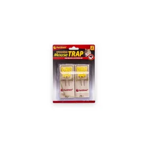 Pestshield PS1001A wooden mouse trap two-pack in retail blister packaging