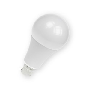 White polycarbonate 18W BC B22d LED GLS daylight bulb with bayonet cap