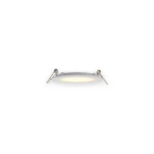 White Siriodisc recessed LED fitting with illuminated diffuser and two spring clips