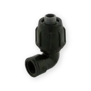 Puriton black polypropylene 25mm compression to three-quarter-inch BSP female adaptor elbow