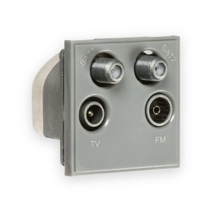 Quadplexed SAT1/SAT2/TV/FM DAB Outlet Module 50 x 50mm - Grey - NETQDGY