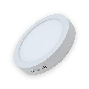 White round surface-mounted LED panel with diffuser and side ventilation slots