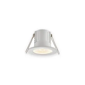 White ShieldECO recessed downlight with warm illuminated optic and spring clips