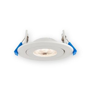 Saxby 103029 Shield360 white adjustable recessed downlight with lens and spring clips