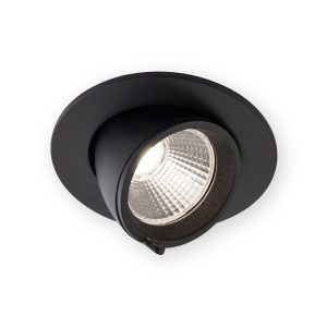 Saxby 108292 Axial black 15W round adjustable recessed downlight with faceted reflector