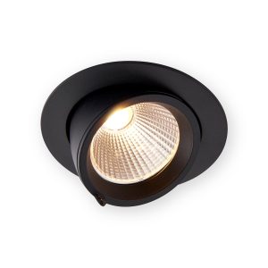Saxby 108293 Axial black 30W round adjustable recessed downlight with faceted reflector