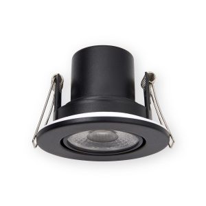 Saxby 108295 ShieldECO 500 black 5W tilting downlight with spring clips