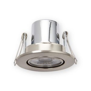 Saxby 108296 ShieldECO 500 satin nickel 5W tilting downlight with spring clips