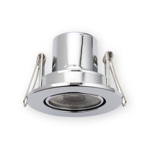 Saxby 108297 ShieldECO 500 chrome 5W tilting downlight with spring clips