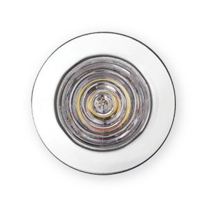 Saxby IkonPRO 73347 deck light front view showing round silver bezel and clear unlit lens