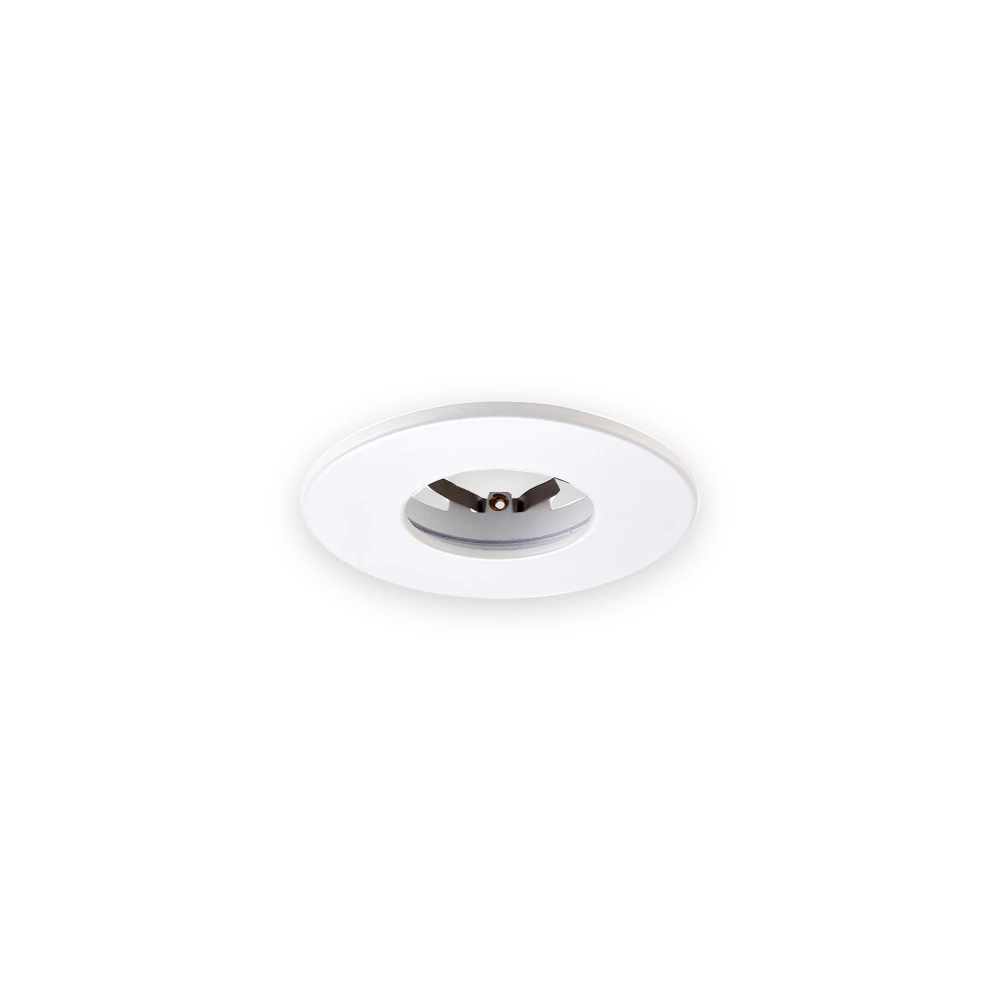 Saxby ShieldOne75 fixed white bezel with rear mounting arms and central screw Saxby ShieldOne75 fixed white bezel with rear mounting arms and central screw