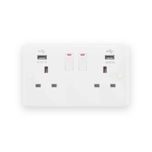 Selectric 2 Gang 13 Amp Socket with 2 x USB Ports SP – Switched