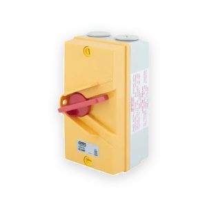 Selectric Seal Yellow IP66 45A 22kW 415V 4 Pole Weatherproof Isolator Switch