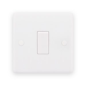 Selectric Smooth White 1 Gang 10AX 1 Way Plate Light Switch