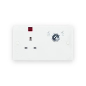 Selectric Smooth White 1 Gang 13A 2 Pole Neon Lockable Socket