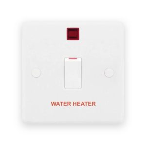 Selectric Smooth White 1 Gang 20A 2 Pole Plate WATER HEATER Neon Switch