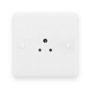 Selectric Smooth White 1 Gang 2A Unswitched 3 Pin Round Pin Socket
