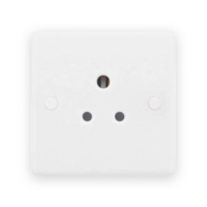 Selectric Smooth White 1 Gang 5A Unswitched 3 Pin Round Pin Socket