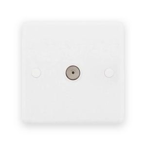Selectric Smooth White 1 Gang Coaxial/Aerial TV/FM Socket