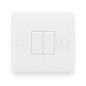 Selectric Smooth White 2 Gang 10AX 2 Way Plate Light Switch