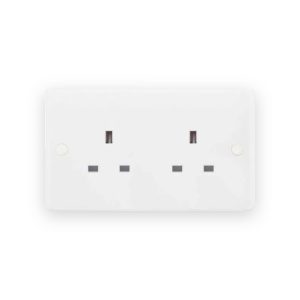 Selectric Smooth White 2 Gang 13A Unswitched Socket