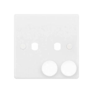 Selectric Smooth White 2 Gang Empty Dimmer Plate with Knobs
