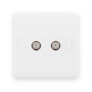Selectric Smooth White 2 Gang F-Type Satellite Socket