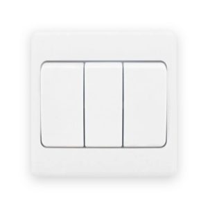 Selectric Smooth White 3 Gang 10AX 2 Way Wide Rocker Plate Switch