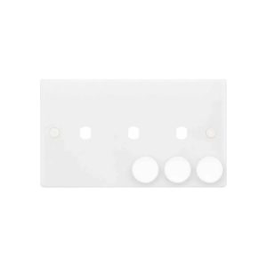 Selectric Smooth White 3 Gang Empty Dimmer Plate with Knobs
