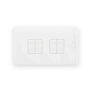 Selectric Smooth White 4 Gang 10AX 2 Way Plate Light Switch