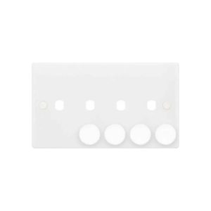 Selectric Smooth White 4 Gang Empty Dimmer Plate with Knobs