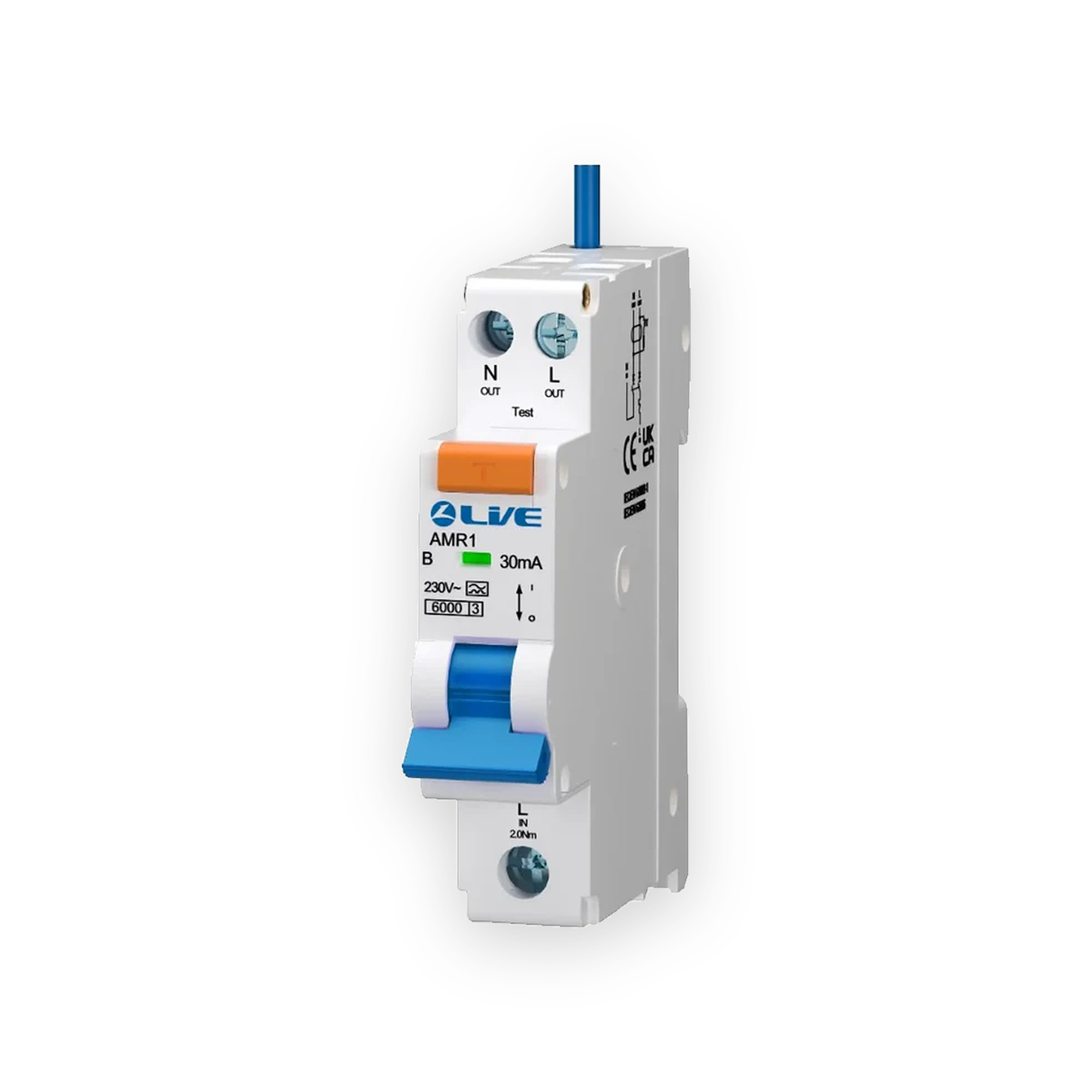 single-module-double-pole-6a-b-curve-30ma-type-a-mini-rcbo-amr106b-030-gallery-01 Single Module - Double Pole 6A B Curve 30mA Type A Mini RCBO