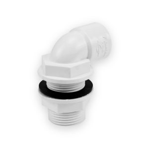 Solvent Weld Overflow Tank Connector 21.5mm Bent White