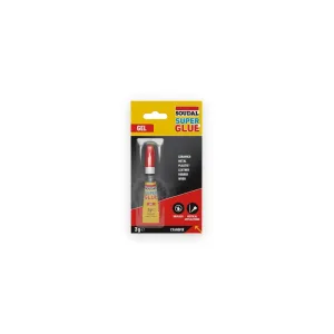 Soudal Superglue Gel Clear 3g tube in retail blister packaging