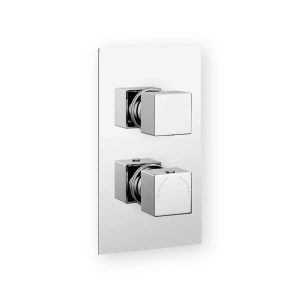 Square concealed thermostatic shower valve with two controls and two-way diverter
