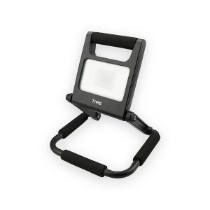 TIME Works 10W rechargeable folding floodlight in black with carry handle and folding stand