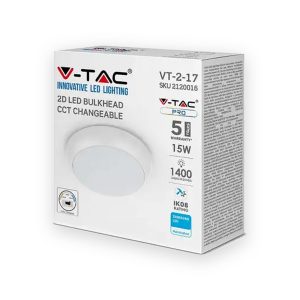 V-TAC 15W Colour Changing Polo Bulkhead IP65 CCT 1400Lm