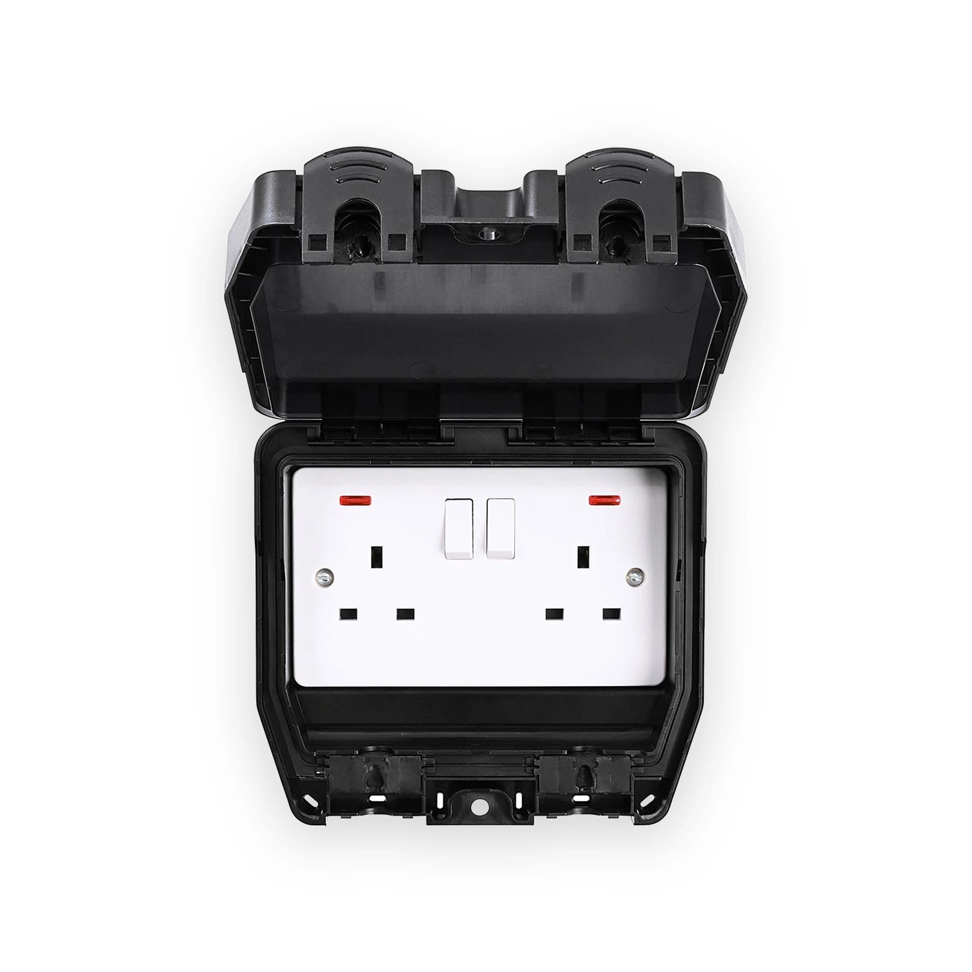 Saxby Weatherproof 13A 2G DP Switched Socket - Black