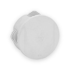 Weatherproof Round Enclosure 65mm Diameter x 35mm, IP44 Rated White Plastic Junction Box