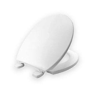 White Plastic Toilet Seat With Plastic Hinge