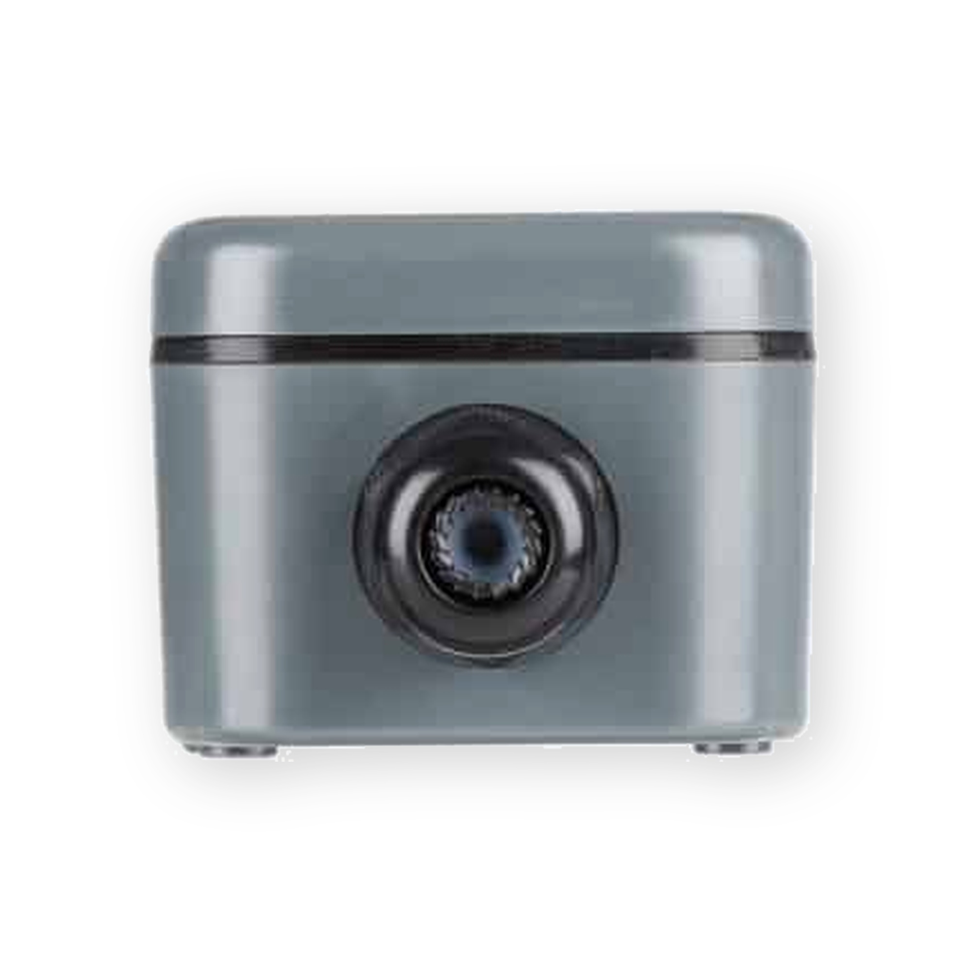 wpe01-connector-box-end-view Grey WPE01 connector box end view showing central black cable gland and lid seam